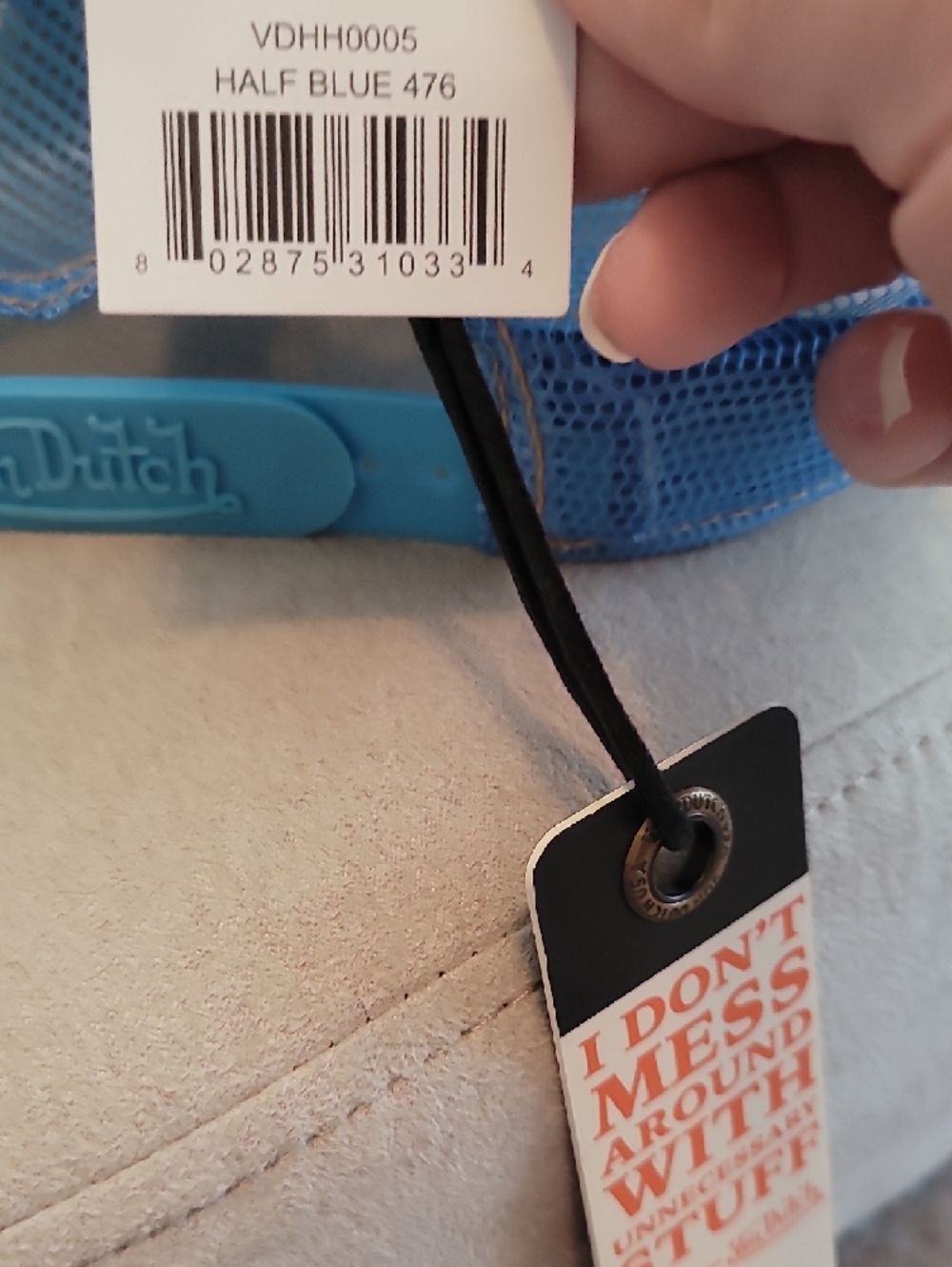 Von Dutch Light Blue Trucker Hat with Blue Mesh & Pastel Logo Accents - Picture 3 of 4